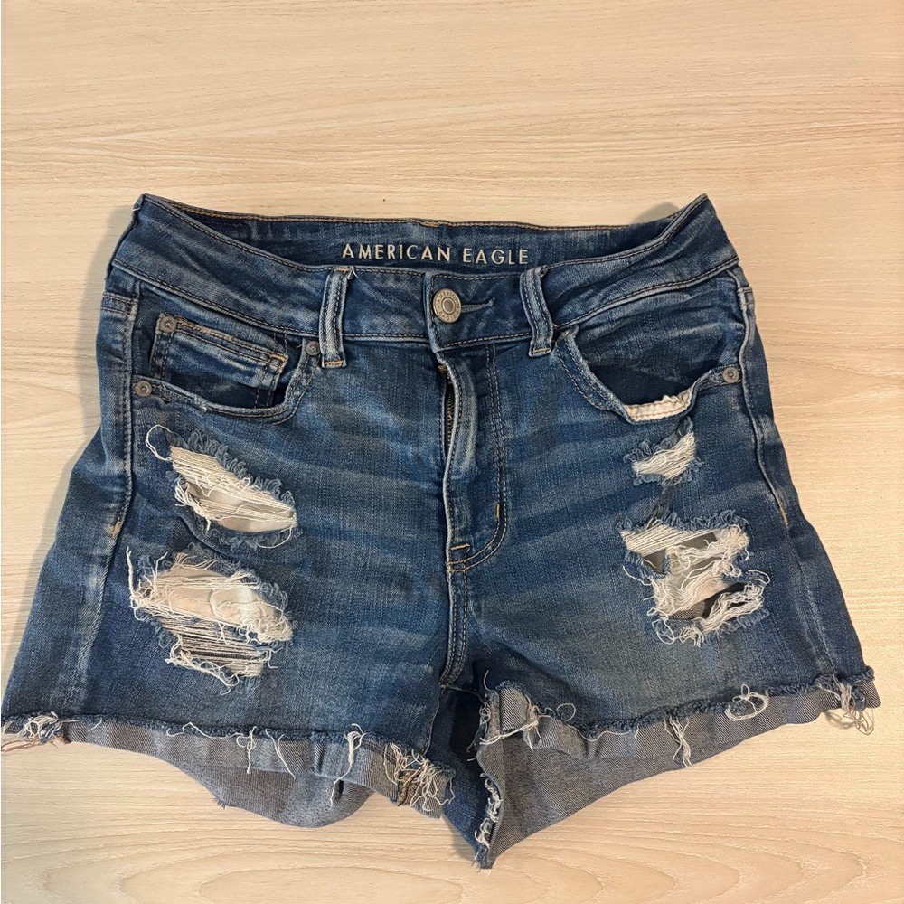 American Eagle Outfitters Ripped Blue Jean Shorts